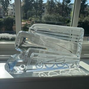 Rare DAUM FRANCE Crystal "Locomotive" Sculpture - Large Signed Vintage Art Glass